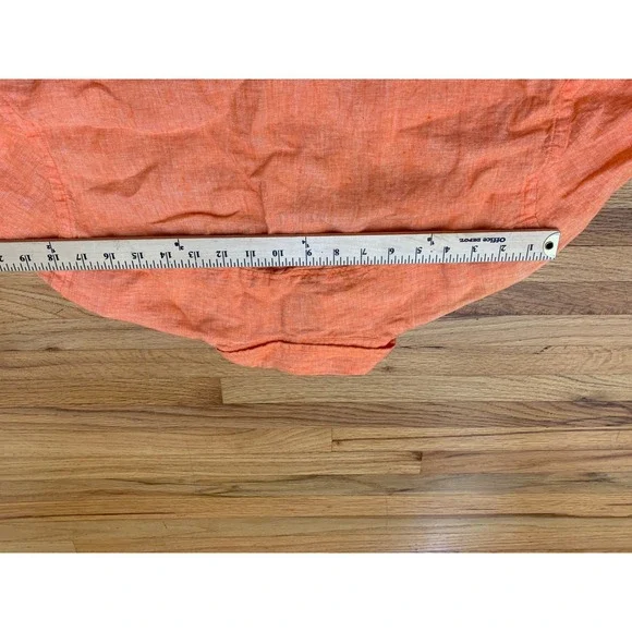 Murano Baird McNutt Irish Linen Shirt Mens Large Orange Long Sleeve Button Down - Picture 9 of 10